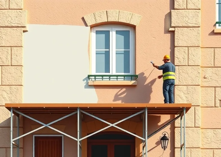 Ravalement de façade en pierre, nettoyage et application d'enduit